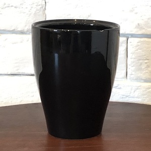 3132 オランダ買付け 現行品 花瓶 陶器 オブジェ 小物入れ インテリア フラワーベース ジャンク ブラック 高さ13cm 口径9.5cm baa
