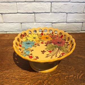 0001 オランダ買付け アンティーク 陶器製 花柄 飾り皿 台付き皿 スタンド カントリー キッチン オブジェ ポップ インテリア　bhh