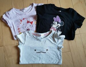 すみっコぐらし&ハローキティ&ミニー110cm半袖Tシャツ3枚セット