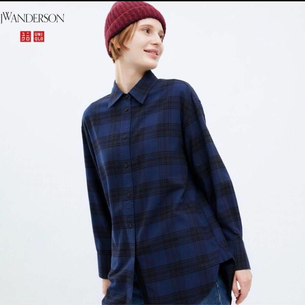 ユニクロ　フランネルチェックロングシャツ　長袖　JW Anderson 今季商品