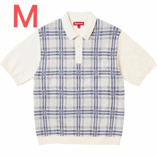 Supreme Plaid Knit S/S Polo "White"