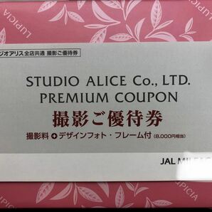 JAL 優待 スタジオアリス JAL写真撮影券 全店共通 撮影優待券8000円相当　有効期限2024年12月31日　 