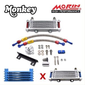 Monkey125 5速 オイルクーラー キット JB03 MORIN モンキー125 5Gear Oil Cooler 簡単取付 熱ダレ軽減 コアブルー x ピラーブルー