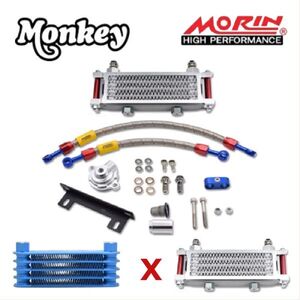 Monkey125 5速 オイルクーラー キット JB03 MORIN モンキー125 5Gear Oil Cooler 簡単取付 熱ダレ軽減 コアブルー x ピラーレッド