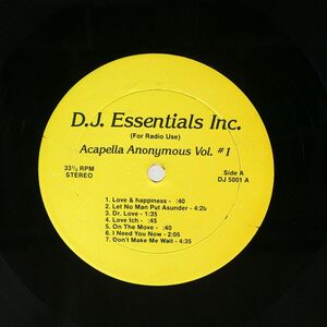  rice VA/ACAPELLA ANONYMOUS VOL. #1/DJ ESSENTIALS INC. DJ5001 LP