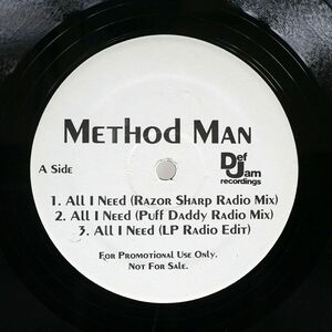 米 プロモ METHOD MAN/ALL I NEED/DEF JAM RECORDINGS METHC1 12