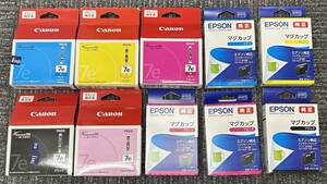 ●　Canon　キャノン　EPSON　エプソン　純正　インクカートリッジ　PIXUS　マグカップ　マゼンタ　シアン　など　未使用品　10点 おまとめ