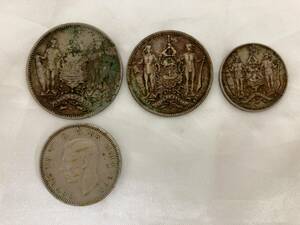 英領北ボルネオ 1903年 2 1/2セント 1921年 5セント 1セント State of North Borneo 1947年 GEORGIVS 6 ONE SHILLING 外国コイン 4点セット