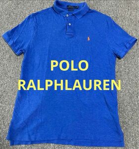 POLO RALPHLAUREN ポロラルフローレン 鹿の子　　ポロシャツ ワンポイント刺繍　ブルー サイズL