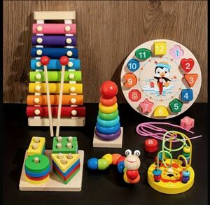 【新品】木のおもちゃ６点セット　知育玩具