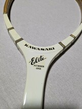 ★昭和 KAWASAKI テニスラケット 軟式用 未使用 長期保管品 Elite NUMBER ONE 昭和レトロ ヴィンテージ 木製_画像5