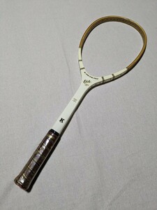 ★昭和 KAWASAKI テニスラケット 軟式用 未使用 長期保管品 Elite NUMBER ONE 昭和レトロ ヴィンテージ 木製