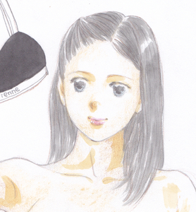 vivi 手描きイラスト「Venus286」女の子 美少女　美女　ストレッチ　開脚　下着　美人画　裸婦 裸身 鉛筆画 直筆 原画 A4サイズ