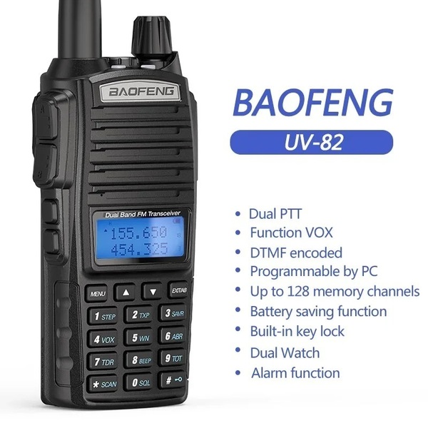 [144/430 ワイドバンダー] Baofeng UV-82 最大8W トランシーバー 特定小電力 マリンVHF対応 FMラジオ受信可 日本語簡訳付 無線機