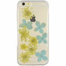 即決・送料込) がうがう! iPhone 6s/6 Dried Flower TPU Blue & Yellow ドライフラワーインTPUクリアケース ブルー&イエロー_画像1