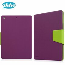 即決・送料込)【スタンド機能つき ブックタイプケース】ahha iPad Air Smart Flip Case ZAKI Purple/Green_画像2