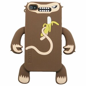 即決・送料込)【ユニークなソフトケース】YETTIDE iPhone 4S / 4 キャラクター・シリコンスキン モンキースーツ ブラウン