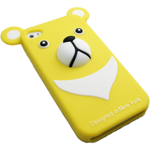 即決・送料込)【かわいいクマのケース】iburg iPhone 4S/4 Full Protection Silicon Bear Yellow_画像2