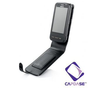 即決・送料込) CAPDASE Nokia C6 Flip-top (縦開き) レザーケース (牛革)　黒