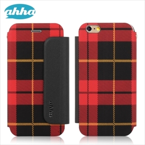 即決・送料込)【かわいいチェック柄のケース】ahha iPhone6s/6 CONRAN Fashion Flip Case Red Checker (ストラップホール付き)
