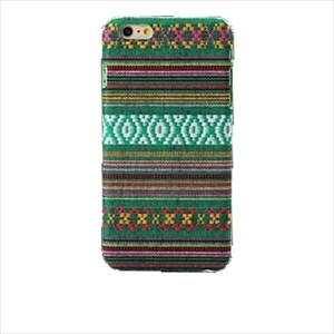 即決・送料込) がうがう！iPhone6s Plus/6 Plus Knitting Style Rear Cover Case Green エスニック アジアン 民族柄 ケース グリーン