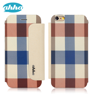 即決・送料込)【かわいいチェック柄のケース】ahha iPhone6s Plus/6 Plus Fashion Flip Case Creamy Checker (ストラップホール付)