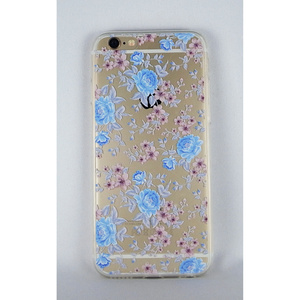 即決・送料込)【クリアーソフトタイプケース】がうがう! iPhone6s Plus/6 Plus DESIGN PRINTS Soft Clear Case Blue Rose