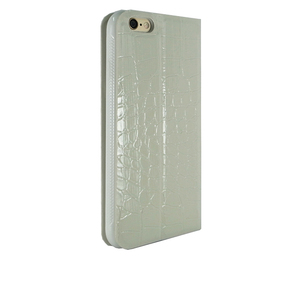 即決・送料込)【ワニ革調手帳型ケース】GauGau iPhone6s/6 Leather Style Case Bi-Fold Croco White