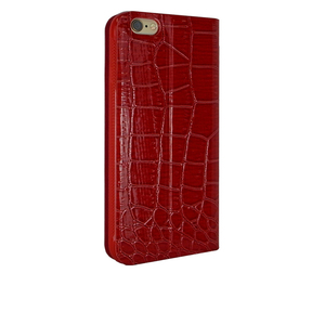 即決・送料込)【ワニ革調ケース】GauGau iPhone6s/6 Flip Case Bi-Fold Croco Red 手帳型 よこ開き