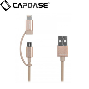 即決・送料込)【Apple 認定品】CAPDASE 通信＆充電用 Lightning アダプター付き microUSB Cable 1.2m Gold