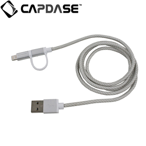 即決・送料込)【Apple認定品】CAPDASE 通信＆充電用 Lightning アダプター付き microUSB Cable 1m Silver