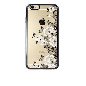 即決・送料込)【花柄 スワロフスキー付きケース】Kavaro iPhone6s/6 Flower & Net Rear Cover Case White/Black