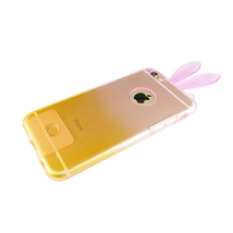 即決・送料込)【かわいい うさちゃんのケース】がうがう! iPhone6s/6 Rabbit TPU Case Pink/Yellow_画像3