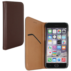 即決・送料込)【光沢レザー調手帳型ケース】PREMIUM iPhone 6s/6 Leather Style Case Brown