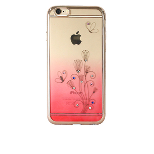 即決・送料込)【ラインストーン付きケース】Durable iPhone6s Plus/6 Plus Pink Gradation TPU Soft Rear Cover Case Flower&Butterfly
