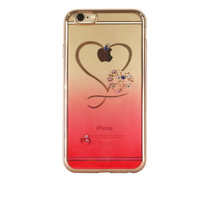 即決・送料込)【ラインストーン付きソフトタイプケース】Durable iPhone6s Plus/6 Plus Pink Gradation TPU Soft Rear Cover Case Heart