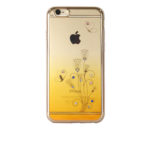 即決・送料込)【ラインストーン付きソフトタイプケース】Durable iPhone6s/6 Yellow Gradation TPU Soft Rear Cover Case Flower&Butterfly