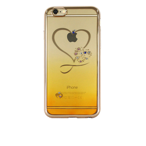 即決・送料込)【ラインストーン付きソフトタイプケース】Durable iPhone6s Plus/6 Plus Yellow Gradation TPU Soft Rear Cover Case Heart