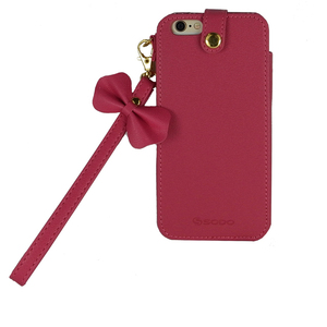 即決・送料込)【かわいいストラップ付き】SODO iPhone6s/6 Princess Case Pink スリーブスタイルケース (リボンつきストラップ付属)