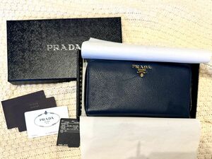 PRADA 長財布 バイカラー ラウンドファスナー