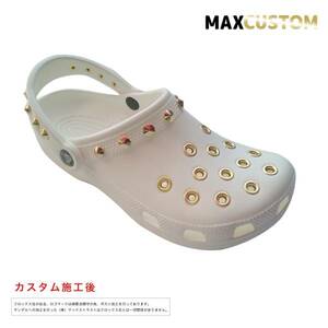 クロックス crocs パンク 純金メッキ加工 カスタム 白 ホワイト 22cm-31cm 新品 ジビッツ MAXCUSTOM