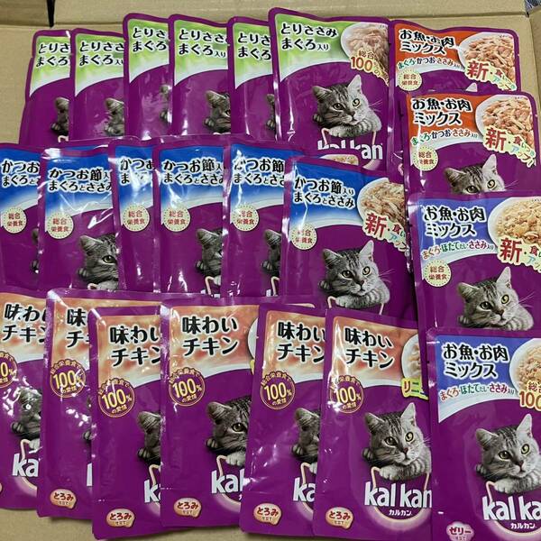 送料無料　kal kan カルカン 成猫用ウェットフードチキン系22袋セット 猫 総合栄養食 レトルト パウチ