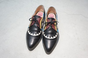 美品正規 FENDI フェンディ MONSTER OXFORD SHOES モンスター レザー オックスフォード ダービー シューズ ドレス 黒38 25cm本物516O