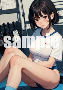 s502-7【高画質 一点物 ポスター】美女 美少女 同人 美乳 セクシー かわいい 美人 グラビア A4サイズ アートポスター ブルマ 体操服