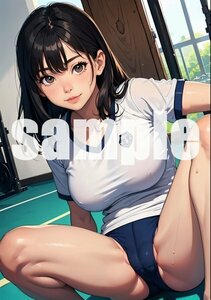 s502-9【高画質 一点物 ポスター】美女 美少女 同人 美乳 セクシー かわいい 美人 グラビア A4サイズ アートポスター ブルマ 体操服