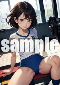 s420-19【高画質 一点物 ポスター】美女 美少女 同人 美乳 セクシー かわいい 美人 グラビア A4サイズ アートポスター ブルマ 体操服