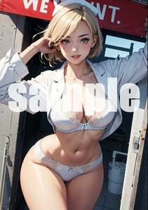 s430-15【高画質 一点物 ポスター】美女 美少女 同人 美乳 セクシー かわいい 美人 グラビア A4サイズ アートポスター 女医 ナース