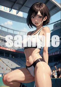 s424-21【高画質 一点物 ポスター】美女 美少女 同人 美乳 セクシー かわいい 美人 グラビア A4サイズ アートポスター 陸上女子