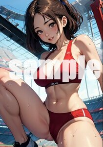 s424-11【高画質 一点物 ポスター】美女 美少女 同人 美乳 セクシー かわいい 美人 グラビア A4サイズ アートポスター陸上女子