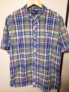 「FRED PERRY 半袖ボタンダウンシャツ XL」フレッド・ペリー マドラスチェック